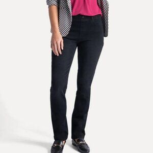 Betabrand Stretch Jeans 4-Pocket‎ Yoga Denim Straight Leg Black Washed Jeans Lg